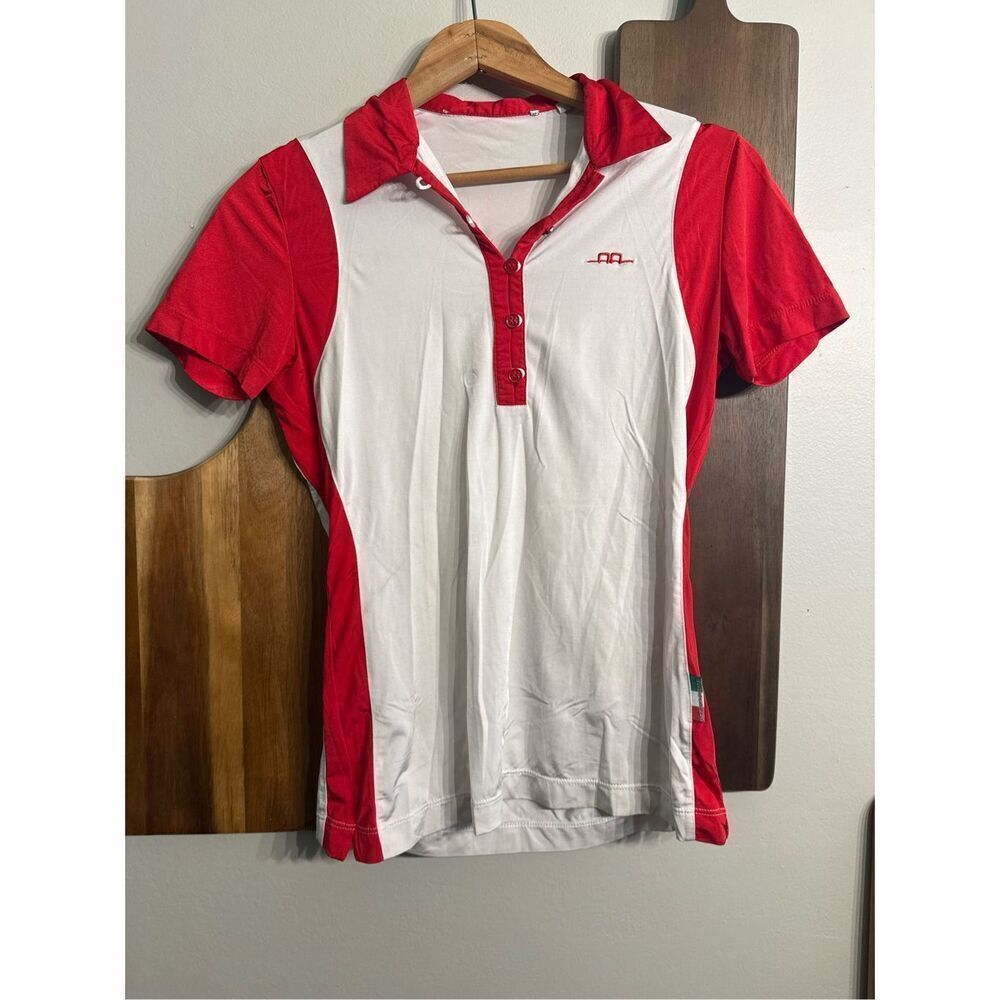 Alessandro‎ Albanese Red White Short Sleeve Collared Riding Polo Shirt Size XS